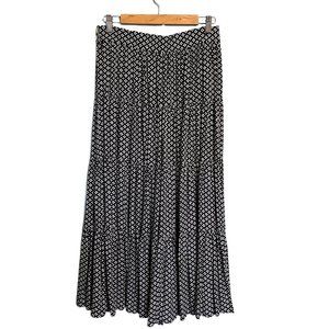 Vintage Mondi tiered midi skirt - black and white floral - size medium